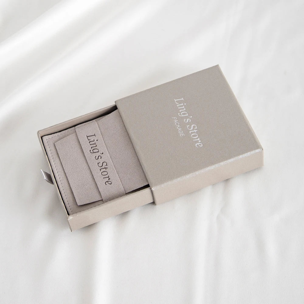 24Sets Personalized Custom Logo Jewelry Gift Box with High Quailty Microfiber Velvet Envelope Bag Rings Earrings Organizer Pouch