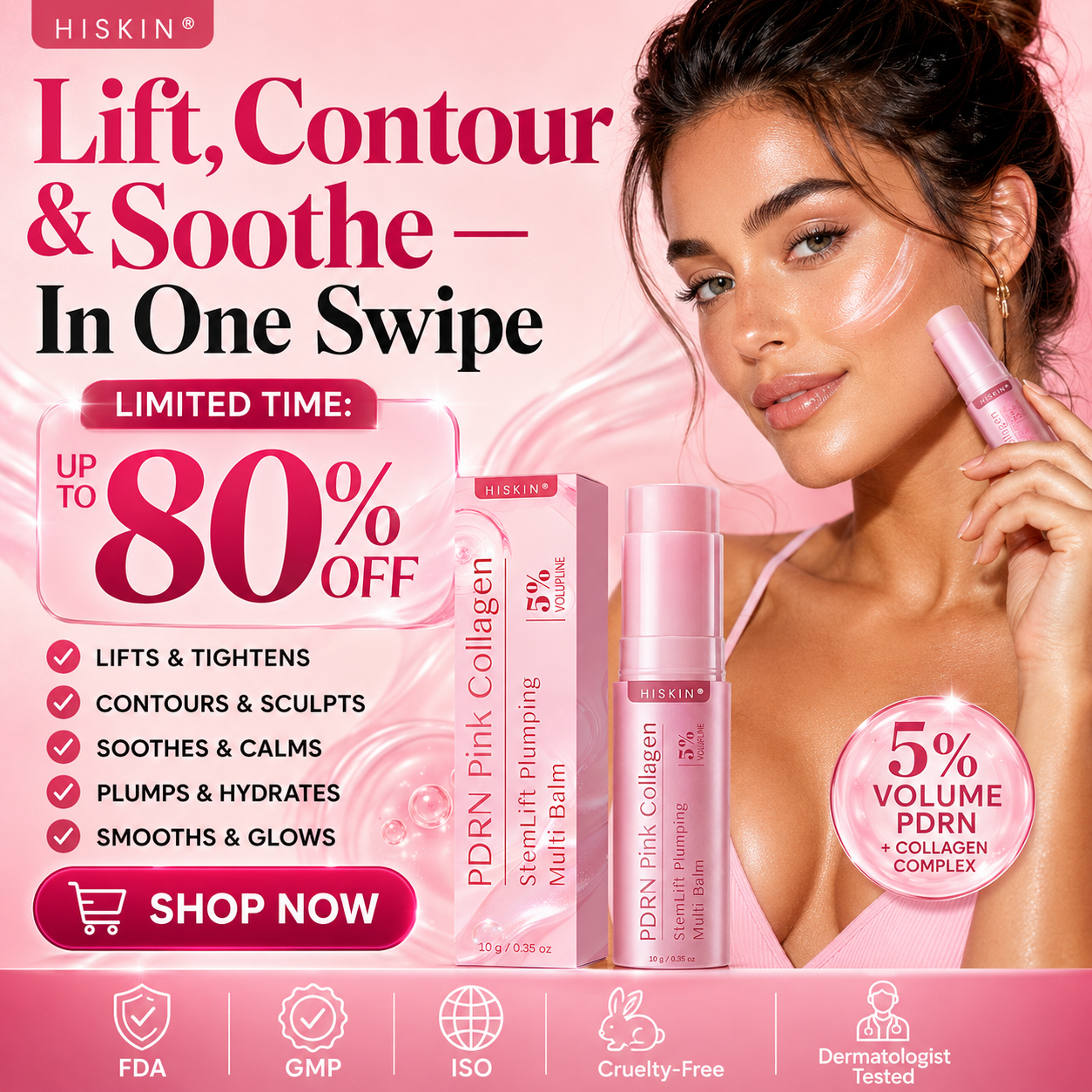 🇨🇦2𝐇𝐈𝐒𝐊𝐈𝐍® 𝐏𝐃𝐑𝐍 𝐏𝐢𝐧𝐤 𝐂𝐨𝐥𝐥𝐚𝐠𝐞𝐧 𝐒𝐭𝐞𝐦𝐋𝐢𝐟𝐭 𝐏𝐥𝐮𝐦𝐩𝐢𝐧𝐠 𝐌𝐮𝐥𝐭𝐢 𝐁𝐚𝐥𝐦 𝐟𝐨𝐫 𝐔𝐧𝐝𝐞𝐫-𝐄𝐲𝐞𝐬, 𝐍𝐞𝐜𝐤, 𝐅𝐨𝐫𝐞𝐡𝐞𝐚𝐝, 𝐒𝐦𝐢𝐥𝐞 𝐋𝐢𝐧𝐞𝐬,𝐅𝐢𝐫𝐦𝐢𝐧𝐠, 𝐋𝐢𝐟𝐭𝐢𝐧𝐠, 𝐅𝐮𝐥𝐥𝐞𝐫-𝐋𝐨𝐨𝐤𝐢𝐧𝐠 𝐂𝐮𝐫𝐯𝐞𝐬 & 𝐒𝐤𝐢𝐧 𝐂𝐨𝐦𝐟𝐨𝐫𝐭