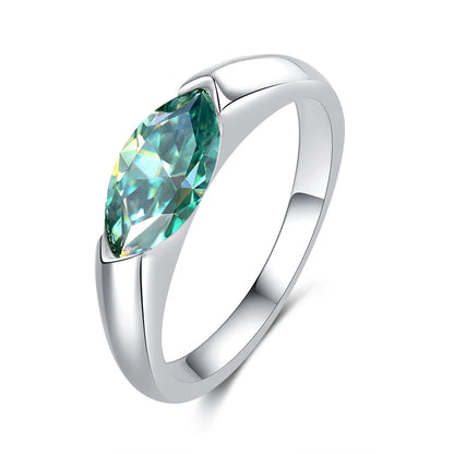 FIRERING 100% Genuine Olive Moissanite Ring 1ct with Certificate Passed Diamond Test Women Ring Jewelry Gift S925 Silver