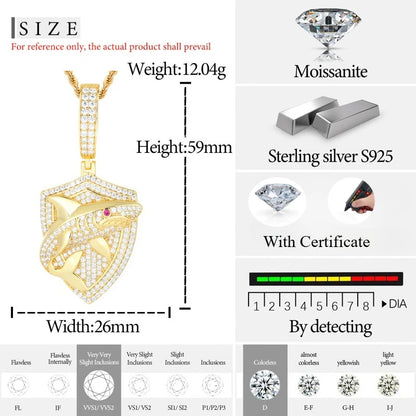 TUHE Unisex High Quality VVS1 Moissanite Iced Out Shark Pendant 18k electroplating For Men Women Hip Hop Jewelry Gift