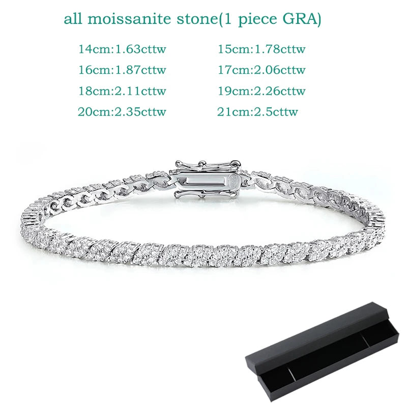 Smyoue 18K Plated All Moissanite Tennis Bracelet for Women Lab Created Diamond Chain 925 Sterling Silver Wholesale Jewelry GRA