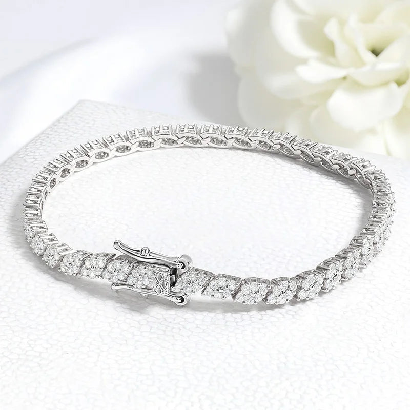 Smyoue 18K Plated All Moissanite Tennis Bracelet for Women Lab Created Diamond Chain 925 Sterling Silver Wholesale Jewelry GRA