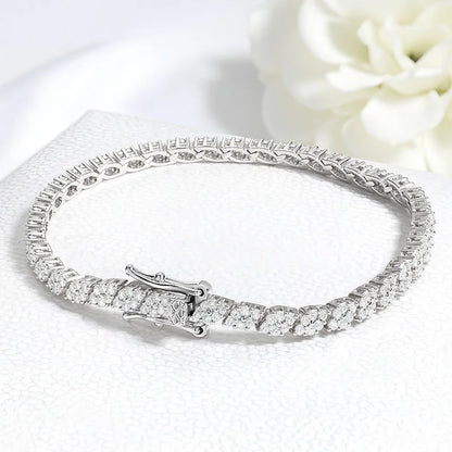 Smyoue 18K Plated All Moissanite Tennis Bracelet for Women Lab Created Diamond Chain 925 Sterling Silver Wholesale Jewelry GRA