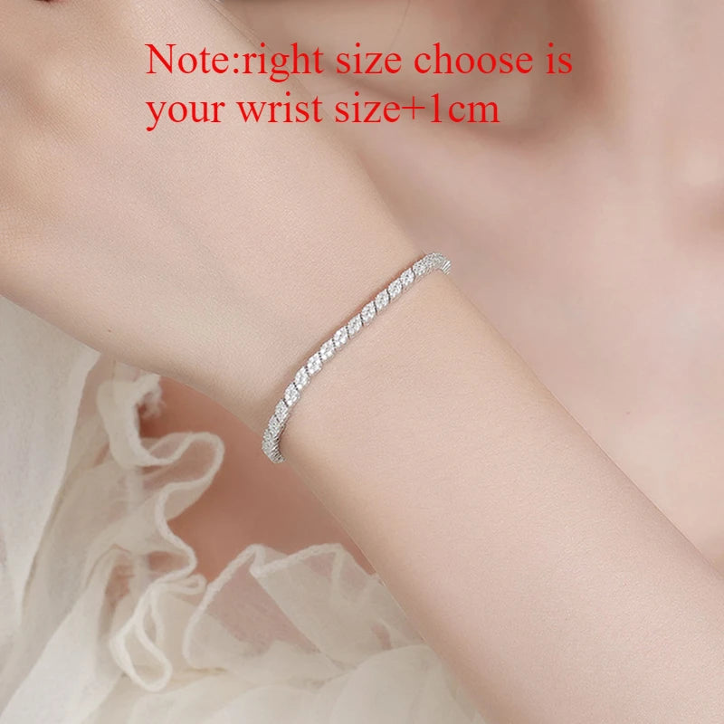 Smyoue 18K Plated All Moissanite Tennis Bracelet for Women Lab Created Diamond Chain 925 Sterling Silver Wholesale Jewelry GRA