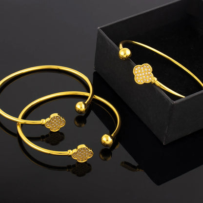 New Design Classic Luxury Stainless Steel Shiny Zircon Clover Bracelets Elegant Temperament For Women's Daily Wear Jewelry Gifts