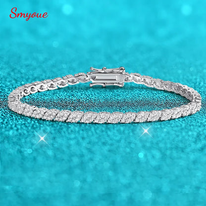 Smyoue 18K Plated All Moissanite Tennis Bracelet for Women Lab Created Diamond Chain 925 Sterling Silver Wholesale Jewelry GRA