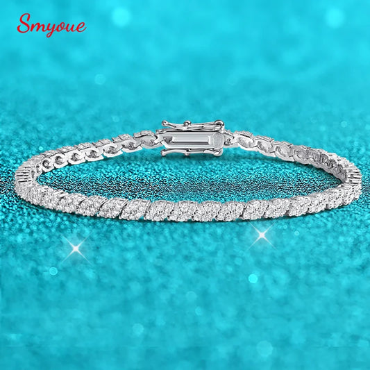 Smyoue 18K Plated All Moissanite Tennis Bracelet for Women Lab Created Diamond Chain 925 Sterling Silver Wholesale Jewelry GRA