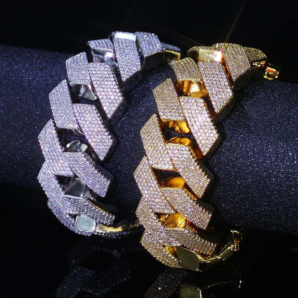 NUOYA 25MM Big heavy Iced Out Bracelet Men Woman Luxury Cz Cuban Link Bracelet Hip Hop Jewelry Drop Shipping ﻿