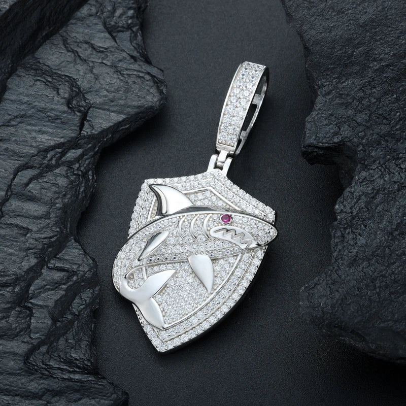 TUHE Unisex High Quality VVS1 Moissanite Iced Out Shark Pendant 18k electroplating For Men Women Hip Hop Jewelry Gift