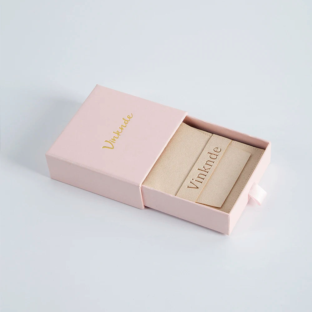 24Sets Personalized Custom Logo Jewelry Gift Box with High Quailty Microfiber Velvet Envelope Bag Rings Earrings Organizer Pouch